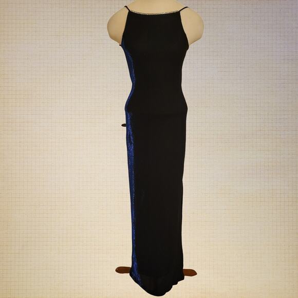 Hyphen Rhinestone Strappy Backless Velvet Evening Long Gown Womens Size Medium - Picture 1 of 9